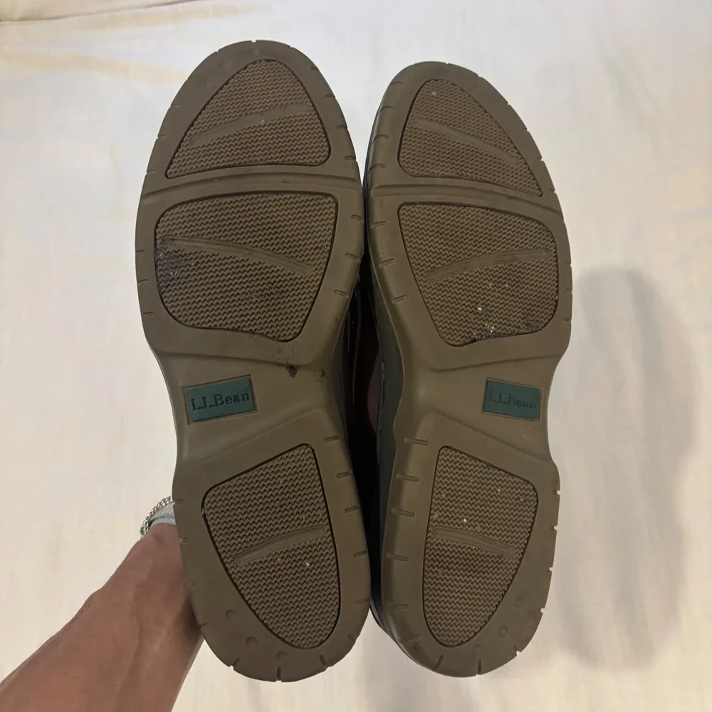 LL Bean Mens Leather Boat Shoes Brown Loafers 11 M